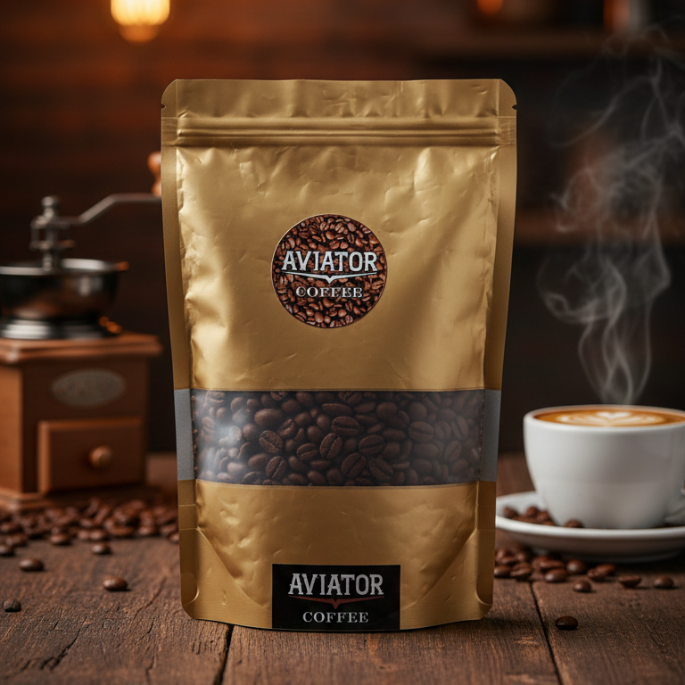 Aviator Coffee Beans 200g, Gold Edition - Dark Roast Brazilian Arabica | Strong & Intense Flavor