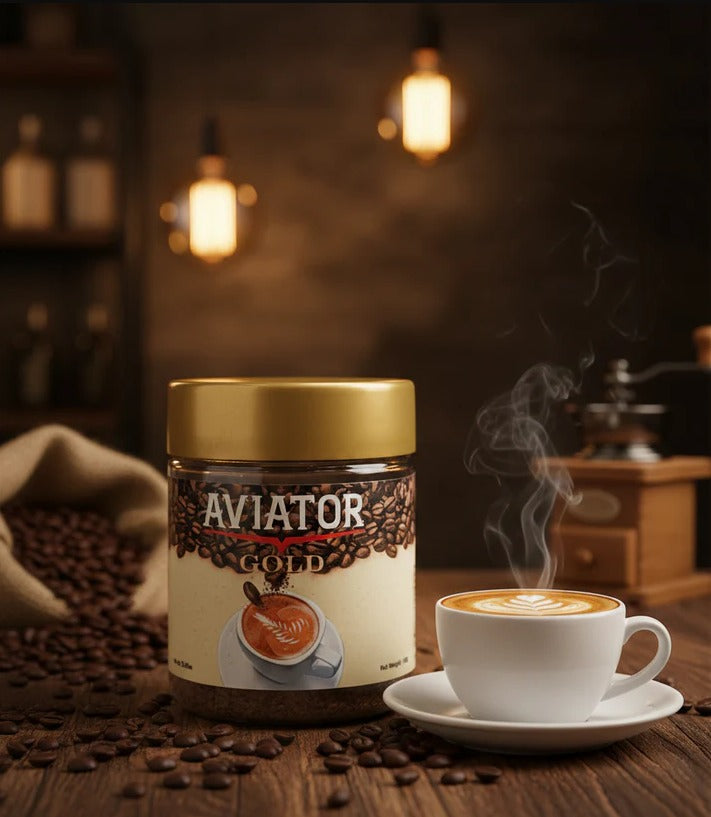 100g Aviator Gold Premium Roasted Pure Ground Arabica Coffee – 100% Brazilian Origin