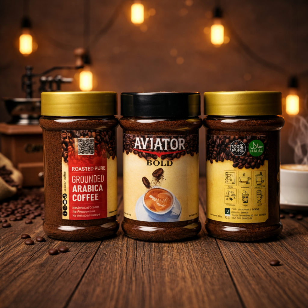 Aviator Bold Premium Roasted Pure Ground Arabica Coffee – 100% Natural Brazilian Beans [200 gm]