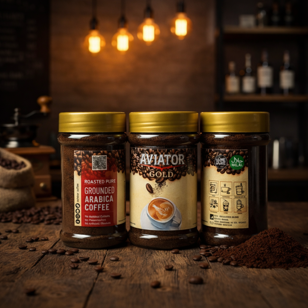 Aviator Gold Premium Roasted Pure Ground Arabica Coffee – 100% Natural Brazilian Beans [200 gm]