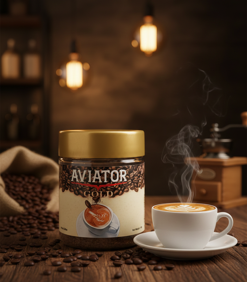 Aviator Gold Premium Roasted Pure Ground Arabica Coffee – 100% Natural Brazilian Beans [100 gm]