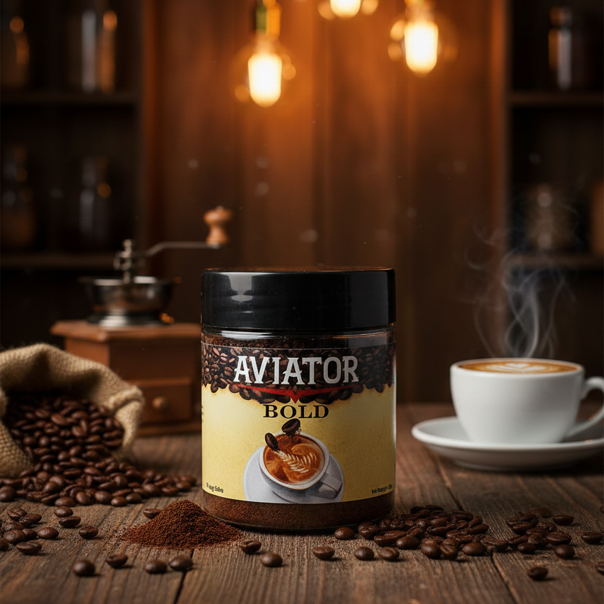 Aviator Bold Premium Roasted Pure Ground Arabica Coffee – 100% Natural Brazilian Beans [100 gm]