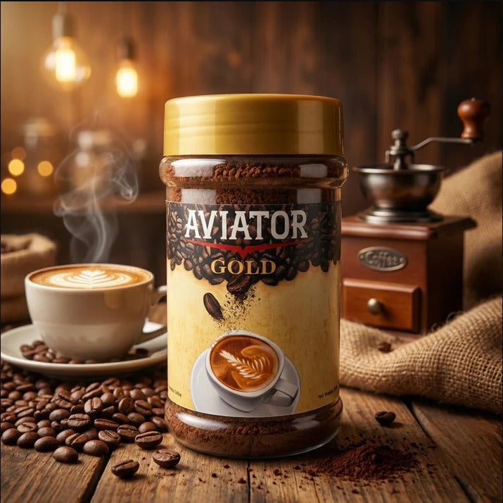 200g Aviator Gold Premium Roasted Pure Ground Arabica Coffee – 100% Brazilian Origin